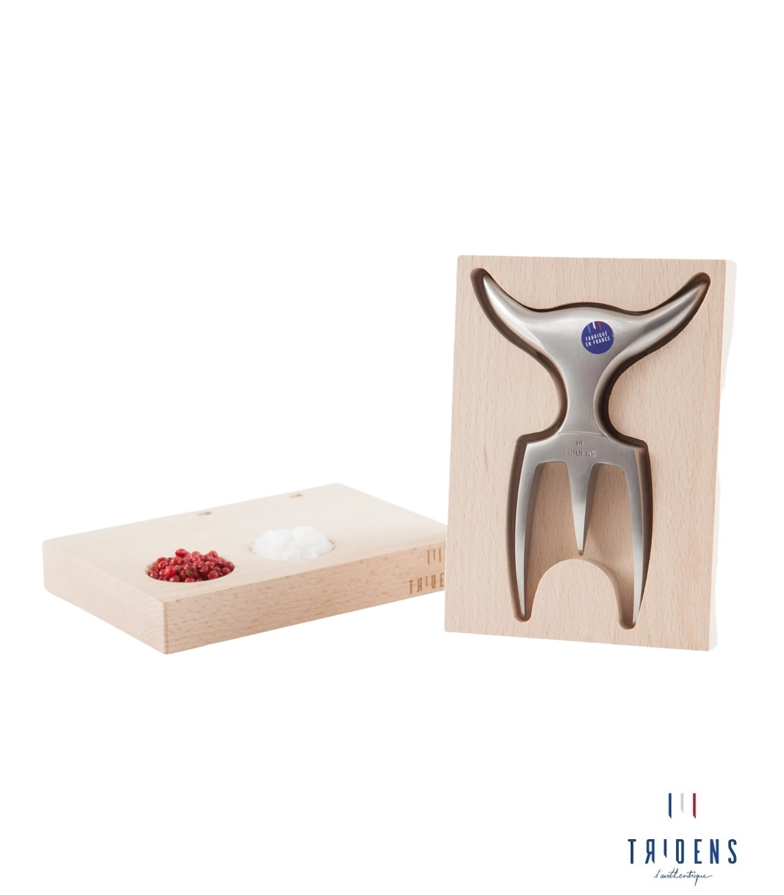 Tridens Brushed Fork In Pilo Mirror Beechwood Base 2 Tridens Brushed Fork In Pilo Mirror Beechwood Base - Afbeelding 2